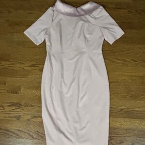White House Black Market Satin Collar Sheath Dress Size 12 NWT Rose Wedding